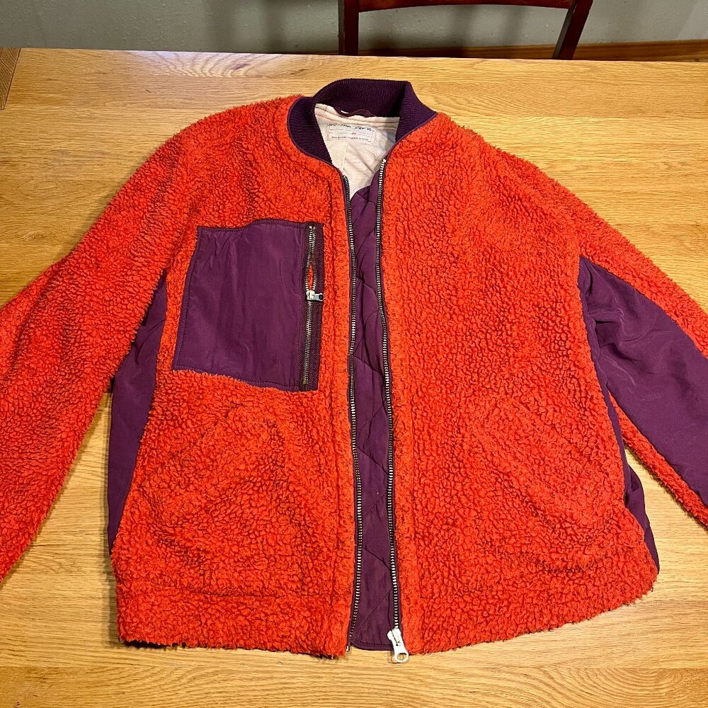We The Free Orange & Purple Sherpa Bomber Jacket XS